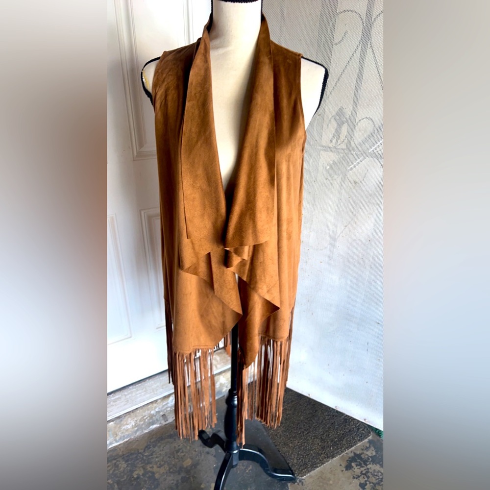 Fringe faux suede vest